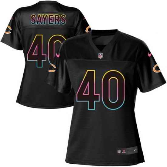 Nike Bears #40 Gale Sayers Black Womens NFL Fashion Game Jersey